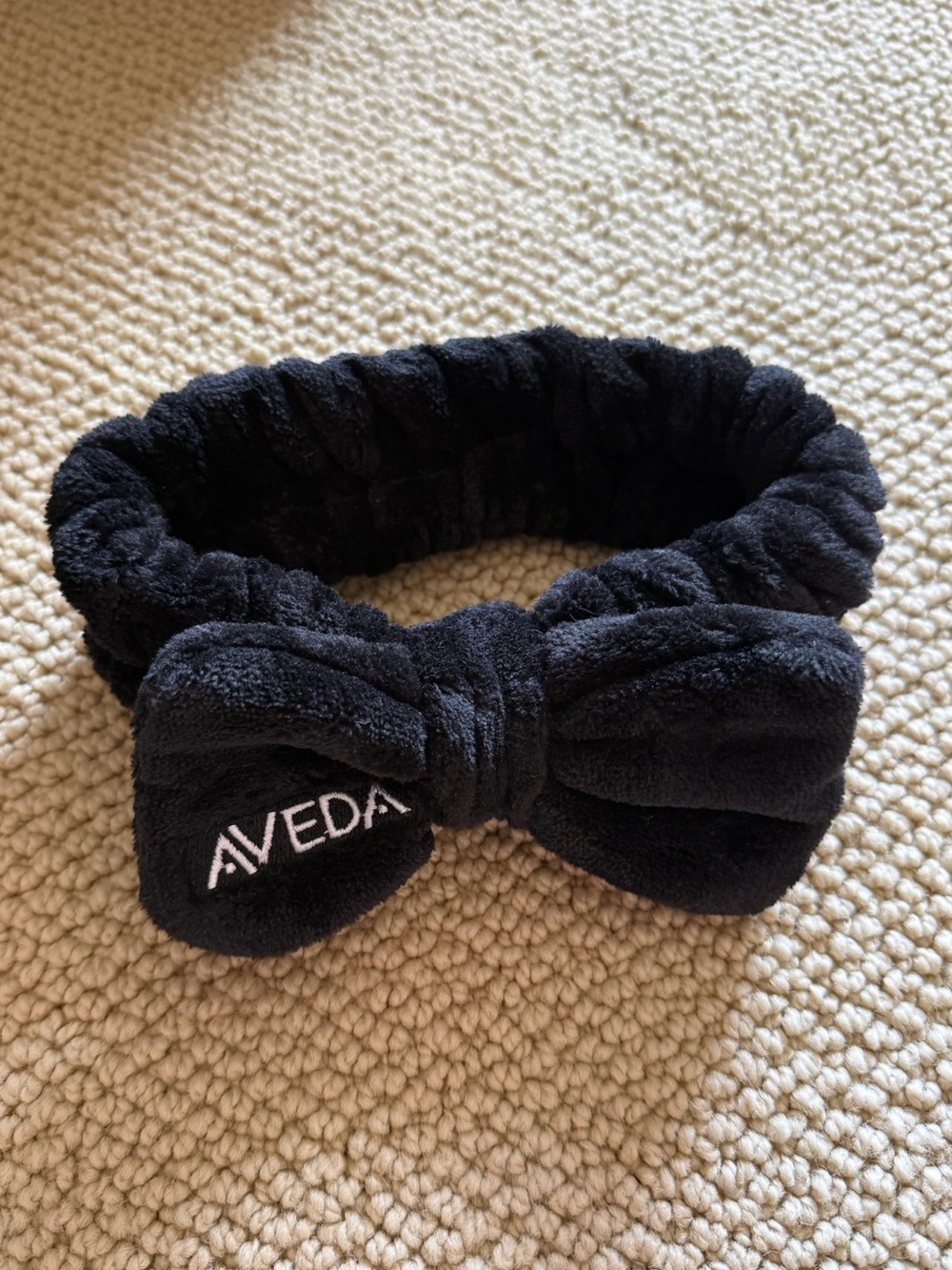 black plush bow spa headband - AVEDA!